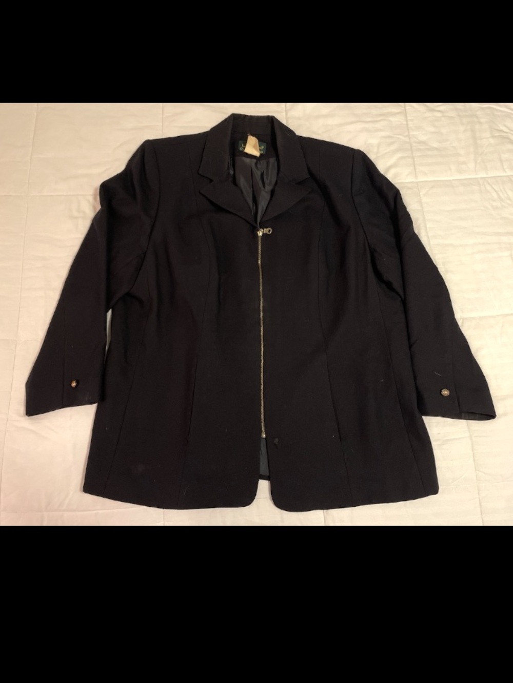 Vintage Harve Benard Bernard Holtzman Black Full Zip Jacket Coat 100% Wool 18W